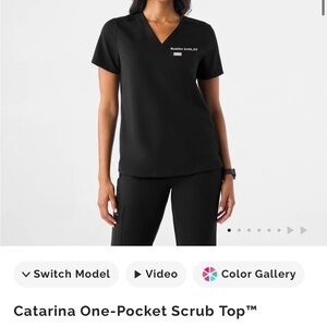 FIGS Black Catarina One-Pocket Scrub Top